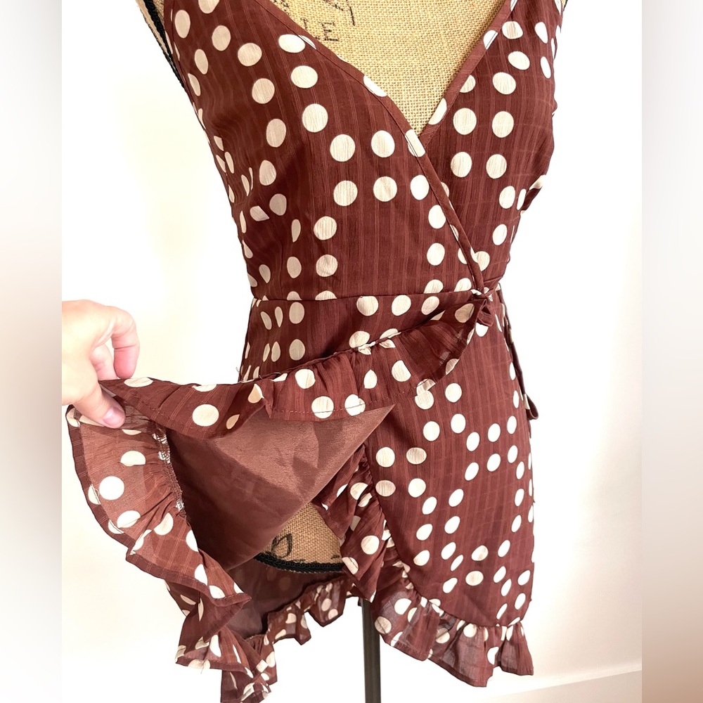 NWT Flirty Cocktail Wrap Dress, Sexy Deep V-Neck, Spaghetti Straps, Tie Waist